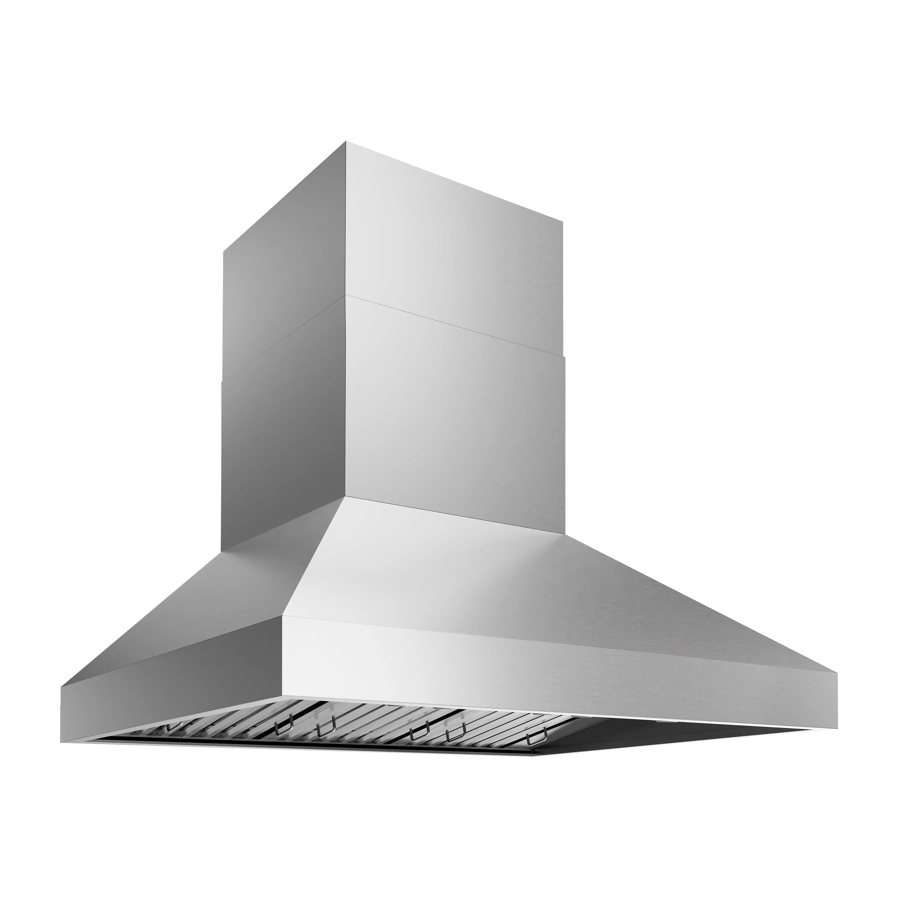 Stainless outdoor grill hood with chimney top and open cooking hood opening