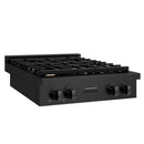 ZLINE Paramount 30-Inch Gas Rangetop with 4 Brass Burners and Porcelain Cooktop in Black Stainless Steel (SRTB-BR-30)
