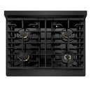 ZLINE Paramount 30-Inch Gas Rangetop with 4 Brass Burners and Porcelain Cooktop in Black Stainless Steel (SRTB-BR-30)