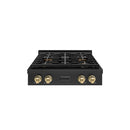 ZLINE Autograph Edition 30-Inch Paramount Gas Rangetop with 4 Burner DuoPro™ Cooktop in Black Stainless Steel and Champagne Bronze Accents (PSRTBZ-30-CB)