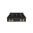 ZLINE Autograph Edition 30-Inch Paramount Gas Rangetop with 4 Burner DuoPro™ Cooktop in Black Stainless Steel and Polished Gold Accents (PSRTBZ-30-G)