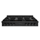 ZLINE Paramount 48-Inch Gas Rangetop with 8 Burners and Porcelain Cooktop in Black Stainless Steel (SRTB-48)