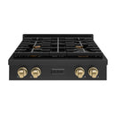 ZLINE Autograph Edition 30-Inch Paramount Gas Rangetop with 4 Burners and Porcelain Cooktop in Black Stainless Steel with Champagne Bronze Accents (SRTBZ-30-CB)