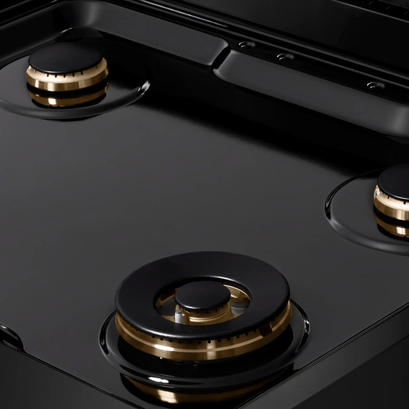 ZLINE Autograph Edition 30-Inch Paramount Gas Rangetop with 4 Burners and Porcelain Cooktop in Black Stainless Steel with Champagne Bronze Accents (SRTBZ-30-CB)