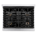 ZLINE Paramount 30-Inch Gas Rangetop with 4 Brass Burners and Porcelain Cooktop in Satin Stainless Steel (SRTS-BR-30)