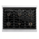 ZLINE Paramount 36-Inch Gas Rangetop with 6 Brass Burners and Porcelain Cooktop in Satin Stainless Steel (SRTS-BR-36)