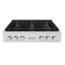 ZLINE Paramount 36-Inch Gas Rangetop with 6 Burners and Porcelain Cooktop in Satin Stainless Steel (SRTS-36)