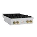 ZLINE Autograph Edition 30-Inch Paramount Gas Rangetop with 4 Burners and Porcelain Cooktop in Satin Stainless Steel with Champagne Bronze Accents (SRTSZ-30-CB)