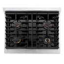 ZLINE Autograph Edition 30-Inch Paramount Gas Rangetop with 4 Burners and Porcelain Cooktop in Satin Stainless Steel with Champagne Bronze Accents (SRTSZ-30-CB)