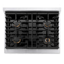 ZLINE Autograph Edition 30-Inch Paramount Gas Rangetop with 4 Burners and Porcelain Cooktop in Satin Stainless Steel with Polished Gold Accents (SRTSZ-30-G)