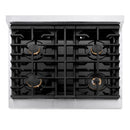 ZLINE Autograph Edition 30-Inch Paramount Gas Rangetop with 4 Burners and Porcelain Cooktop in Satin Stainless Steel with Matte Black Accents (SRTSZ-30-MB)