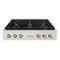 ZLINE Autograph Edition 36-Inch Paramount Gas Rangetop with 6 Burners and Porcelain Cooktop in DuraSnow Stainless Steel with Polished Gold Accents (SRTSZ-36-G)