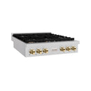 ZLINE Autograph Edition 36-Inch Paramount Gas Rangetop with 6 Burners and Porcelain Cooktop in Satin Stainless Steel with Polished Gold Accents (SRTSZ-36-G)