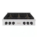 ZLINE Autograph Edition 36-Inch Paramount Gas Rangetop with 6 Burners and Porcelain Cooktop in Satin Stainless Steel with Matte Black Accents (SRTSZ-36-MB)