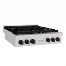 ZLINE Autograph Edition 36-Inch Paramount Gas Rangetop with 6 Burners and Porcelain Cooktop in Satin Stainless Steel with Matte Black Accents (SRTSZ-36-MB)