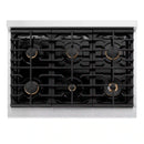 ZLINE Autograph Edition 36-Inch Paramount Gas Rangetop with 6 Burners and Porcelain Cooktop in Satin Stainless Steel with Matte Black Accents (SRTSZ-36-MB)