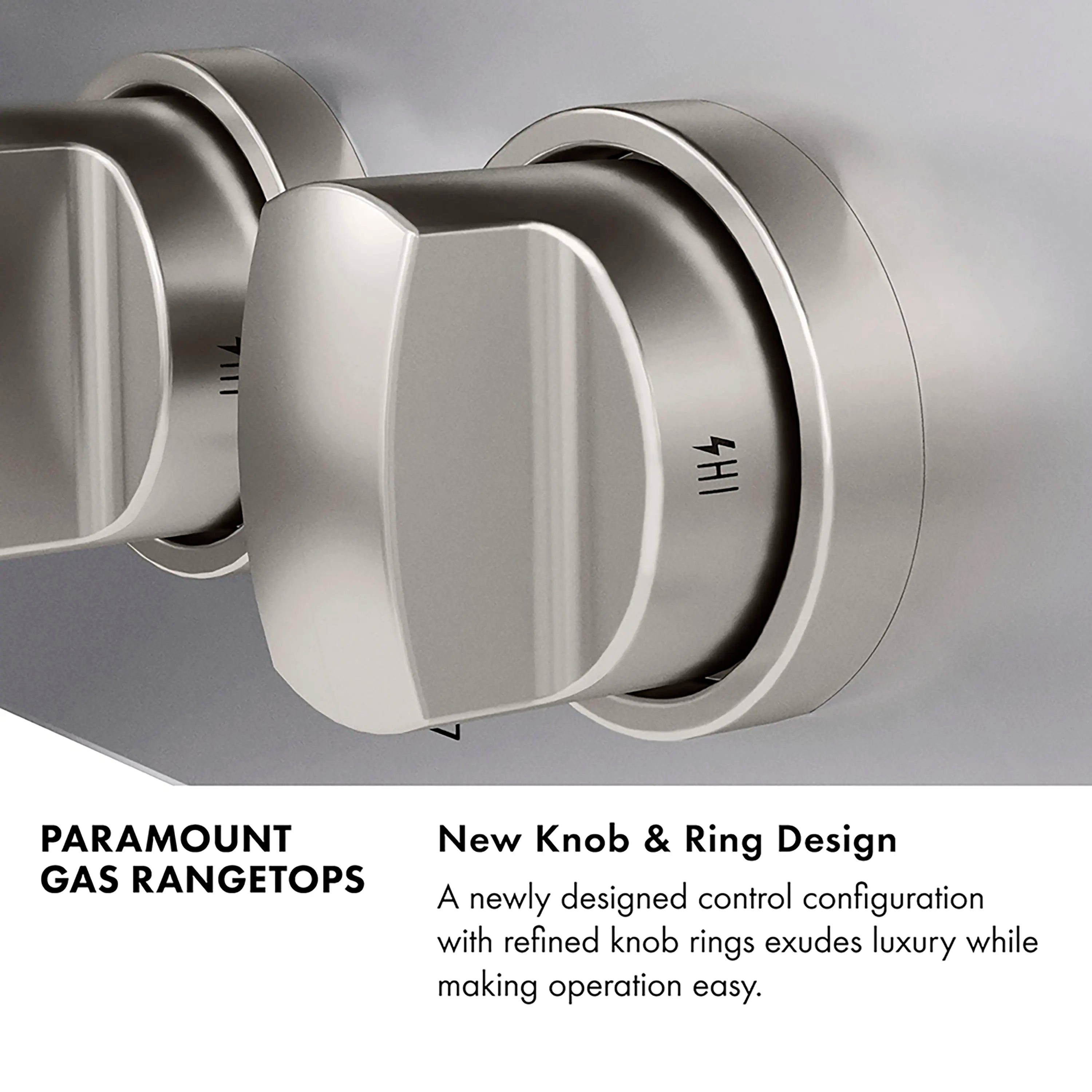 Stainless control knob with champagne bronze ring and matte black cap