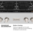 ZLINE Paramount 36-Inch Gas Rangetop with 6 Burners and Porcelain Cooktop in Stainless Steel (SRT36)