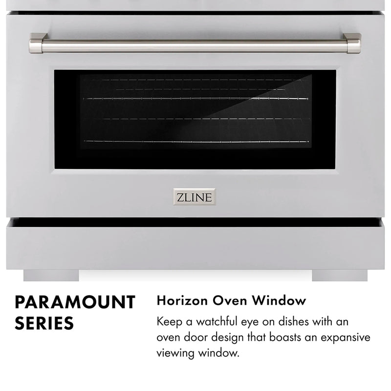 ZLINE 30-Inch 4.2 cu. ft. Paramount Dual Fuel Range with 4 Burner DuoPro™ Cooktop and Electric Convection Oven with White Matte Door (PSDR-WM-30)