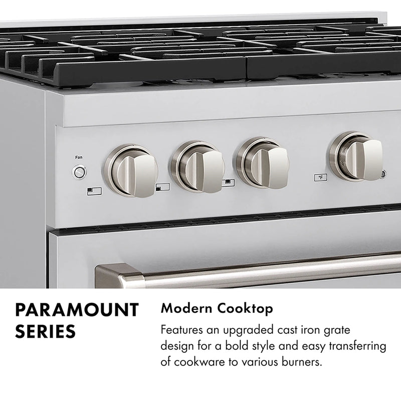 ZLINE 36-Inch 5.2 cu. ft. Paramount Dual Fuel Range with 6 Burner DuoPro™ Cooktop and Electric Convection Oven in Stainless Steel (PSDR36)