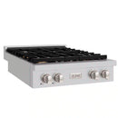 ZLINE Paramount 30-Inch Gas Rangetop with 4 Brass Burners and Porcelain Cooktop in Stainless Steel (SRT-BR-30)