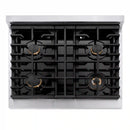 ZLINE Paramount 30-Inch Gas Rangetop with 4 Brass Burners and Porcelain Cooktop in Stainless Steel (SRT-BR-30)
