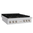 ZLINE Paramount 36-Inch Gas Rangetop with 6 Brass Burners and Porcelain Cooktop in Stainless Steel (SRT-BR-36)