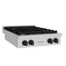 ZLINE Autograph Edition 30-Inch Paramount Gas Rangetop with 4 Burners and Porcelain Cooktop in Stainless Steel with Matte Black Accents (SRTZ-30-MB)