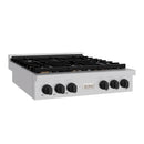 ZLINE Autograph Edition 36-Inch Paramount Gas Rangetop with 6 Burners and Porcelain Cooktop in Stainless Steel with Matte Black Accents (SRTZ-36-MB)