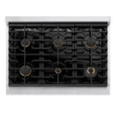 ZLINE Autograph Edition 36-Inch Paramount Gas Rangetop with 6 Burners and Porcelain Cooktop in Stainless Steel with Matte Black Accents (SRTZ-36-MB)