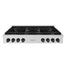 ZLINE Autograph Edition 48-Inch Paramount Gas Rangetop with 8 Burners and Porcelain Cooktop in Stainless Steel with Matte Black Accents (SRTZ-48-MB)