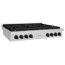 ZLINE Autograph Edition 48-Inch Paramount Gas Rangetop with 8 Burners and Porcelain Cooktop in Stainless Steel with Matte Black Accents (SRTZ-48-MB)