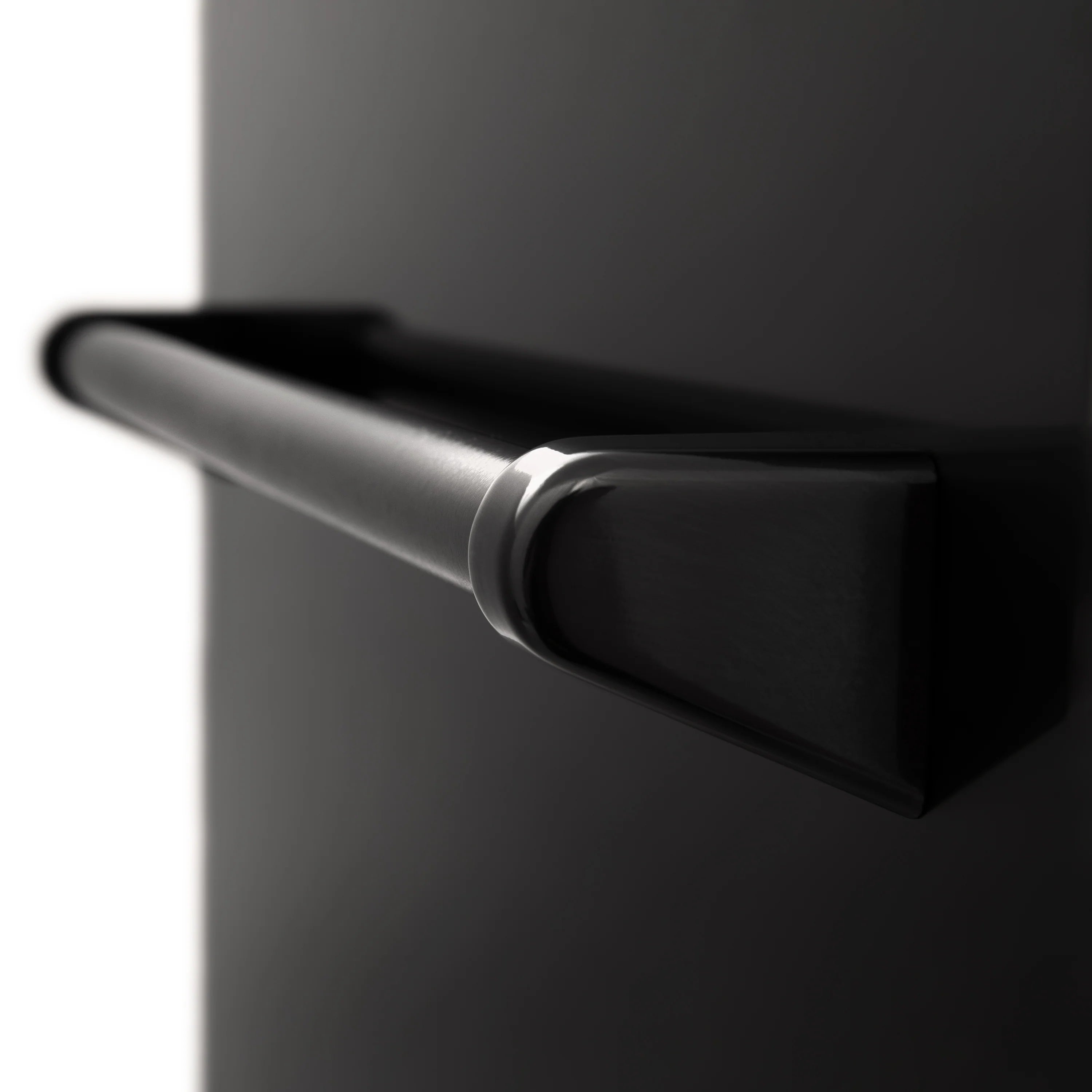 Traditional dishwasher handle on black stainless steel door