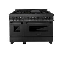 ZLINE 48-inch Legacy Series Dual Fuel Range with 7 Gas Brass Burner and 6.0 Cu.ft. Electric Oven in Black Stainless Steel (RAB-BR-48)
