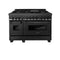 ZLINE 48-inch Legacy Series Dual Fuel Range with 7 Gas Brass Burner and 6.0 Cu.ft. Electric Oven in Black Stainless Steel (RAB-BR-48)