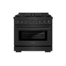 ZLINE 36-Inch 5.2 cu. ft. Paramount Dual Fuel Range with 6 Burner DuoPro™ Cooktop and Electric Convection Oven in Black Stainless Steel (PSDRB-36)