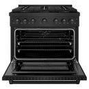 ZLINE 36-Inch 5.2 cu. ft. Paramount Dual Fuel Range with 6 Burner DuoPro™ Cooktop and Electric Convection Oven in Black Stainless Steel (PSDRB-36)