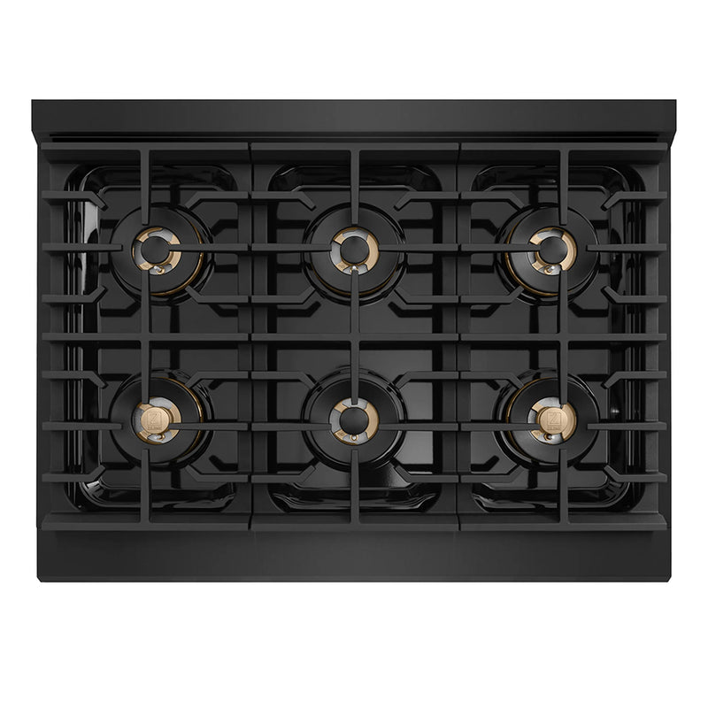 ZLINE 36-Inch 5.2 cu. ft. Paramount Dual Fuel Range with 6 Burner DuoPro™ Cooktop and Electric Convection Oven in Black Stainless Steel (PSDRB-36)