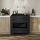 ZLINE 36-Inch 5.2 cu. ft. Paramount Dual Fuel Range with 6 Burner DuoPro™ Cooktop and Electric Convection Oven in Black Stainless Steel (PSDRB-36)