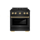ZLINE Autograph Edition 30-Inch 4.2 cu. ft. Paramount Dual Fuel Range with 4 Burner DuoPro™ Cooktop and Electric Convection Oven in Black Stainless Steel and Champagne Bronze Accents (PSDRBZ-30-CB)