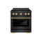 ZLINE Autograph Edition 30-Inch 4.2 cu. ft. Paramount Dual Fuel Range with 4 Burner DuoPro™ Cooktop and Electric Convection Oven in Black Stainless Steel and Champagne Bronze Accents (PSDRBZ-30-CB)