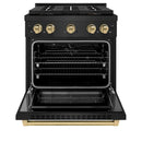 ZLINE Autograph Edition 30-Inch 4.2 cu. ft. Paramount Dual Fuel Range with 4 Burner DuoPro™ Cooktop and Electric Convection Oven in Black Stainless Steel and Champagne Bronze Accents (PSDRBZ-30-CB)