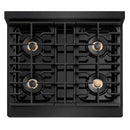 ZLINE Autograph Edition 30-Inch 4.2 cu. ft. Paramount Dual Fuel Range with 4 Burner DuoPro™ Cooktop and Electric Convection Oven in Black Stainless Steel and Champagne Bronze Accents (PSDRBZ-30-CB)