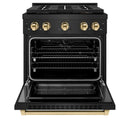 ZLINE Autograph Edition 30 in. 4.2 cu. ft. Paramount Dual Fuel Range with 4 Burner DuoPro™ Cooktop and Electric Convection Oven in Black Stainless Steel and Polished Gold Accents (PSDRBZ-30-G)