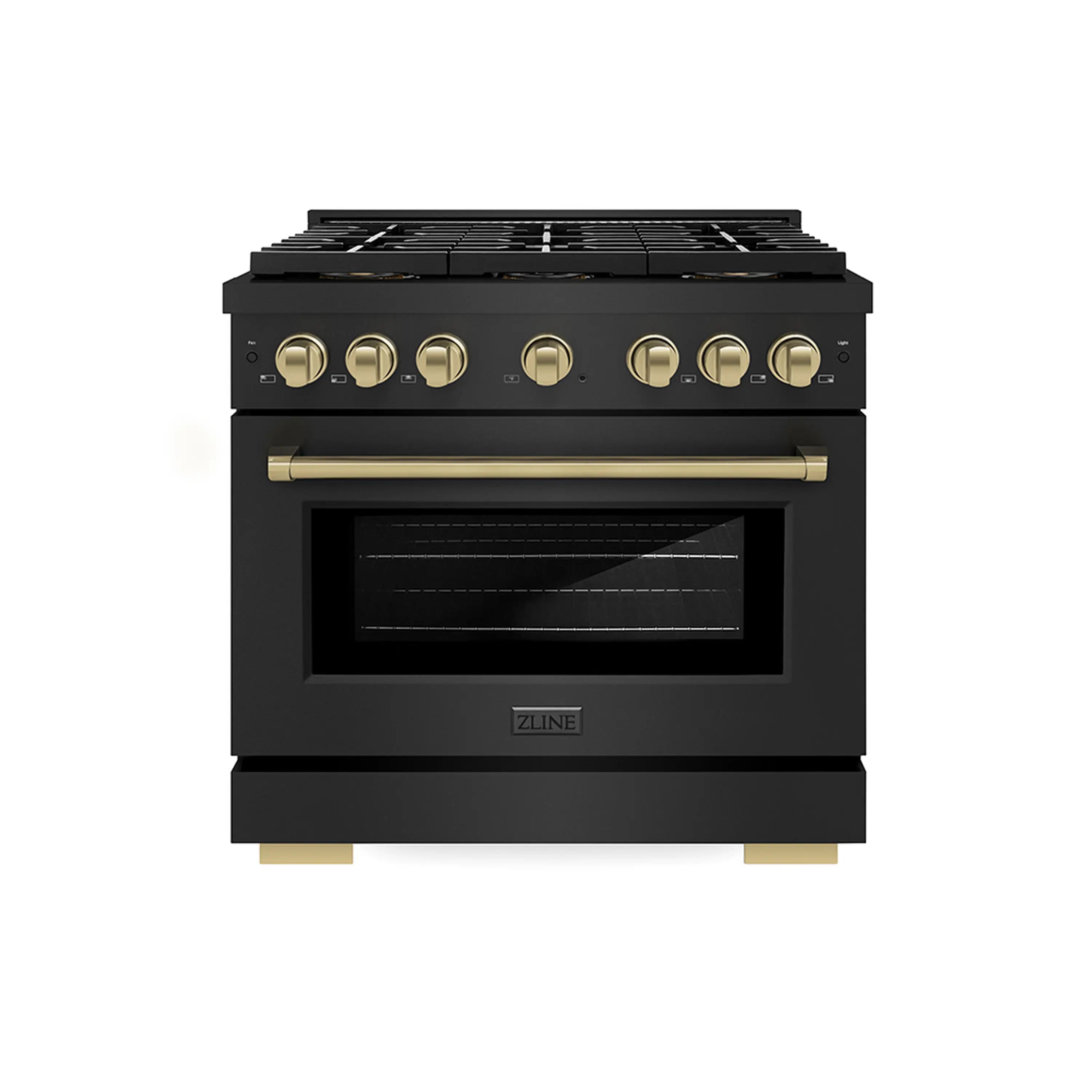 Black stainless dual fuel range with electric convection oven door and control panel
