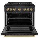 ZLINE Autograph Edition 36-Inch 5.2 cu. ft. Paramount Dual Fuel Range with 6 Burner DuoPro™ Cooktop and Electric Convection Oven in Black Stainless Steel and Champagne Bronze Accents (PSDRBZ-36-CB)