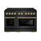 ZLINE Autograph Edition 48-Inch 6.7 cu. ft. Paramount Dual Fuel Range with 8 Burner DuoPro™ Cooktop and Dual Ovens in Black Stainless Steel and Champagne Bronze Accents (PSDRBZ-48-CB)