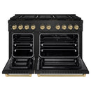 ZLINE Autograph Edition 48-Inch 6.7 cu. ft. Paramount Dual Fuel Range with 8 Burner DuoPro™ Cooktop and Dual Ovens in Black Stainless Steel and Champagne Bronze Accents (PSDRBZ-48-CB)