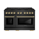 ZLINE Autograph Edition 48-Inch 6.7 cu. ft. Paramount Dual Fuel Range with 8 Burner DuoPro™ Cooktop and Dual Ovens in Black Stainless Steel and Polished Gold Accents (PSDRBZ-48-G)