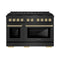 ZLINE Autograph Edition 48-Inch 6.7 cu. ft. Paramount Dual Fuel Range with 8 Burner DuoPro™ Cooktop and Dual Ovens in Black Stainless Steel and Polished Gold Accents (PSDRBZ-48-G)
